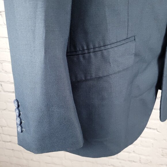 Figlio Lontano Navy 2 Button Single Vented Notch Blazer Sport Coat Size 40R - Picture 10 of 15